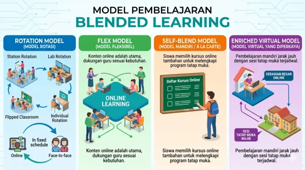 model blended learning rotation flex self-blend infografis