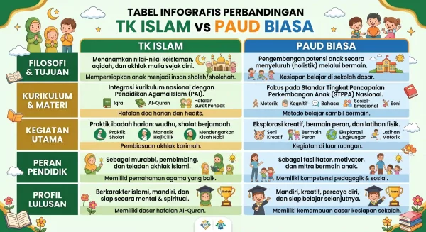 tabel perbandingan TK Islam dan PAUD biasa